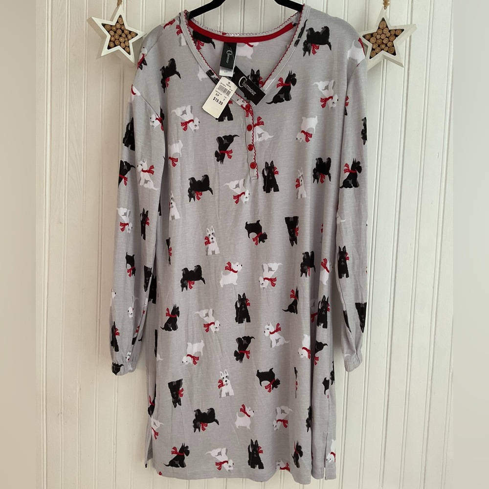 Cozy🩵Gray Dog Print Chemise